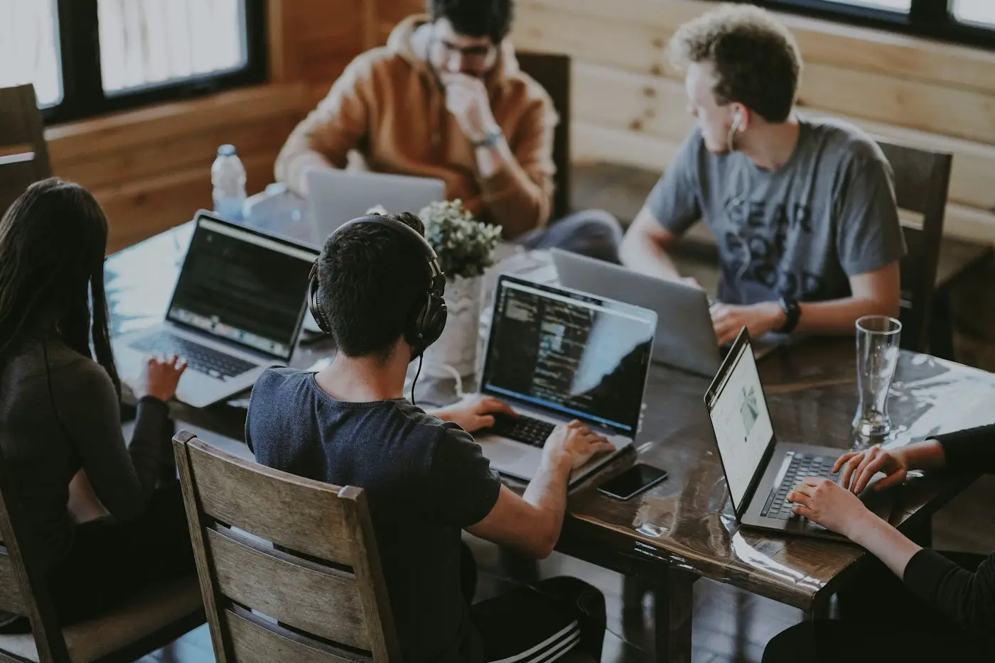 A team working around a table
